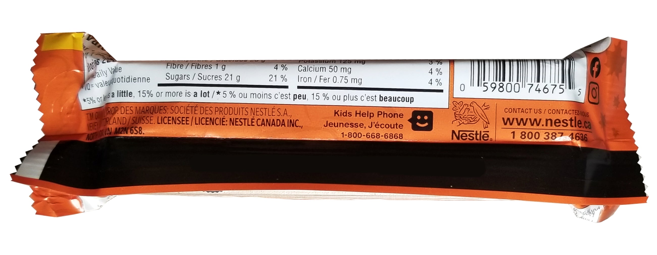 Nestle Coffee Crisp Pumpkin Spice Latte Chocolate Bar, 42g/1.5 oz. Bar Back Side